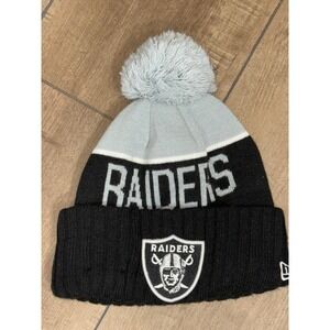 New Era Kids‎ Las Vegas Raiders Pom Pom Beanie Hat Black Silver NFL